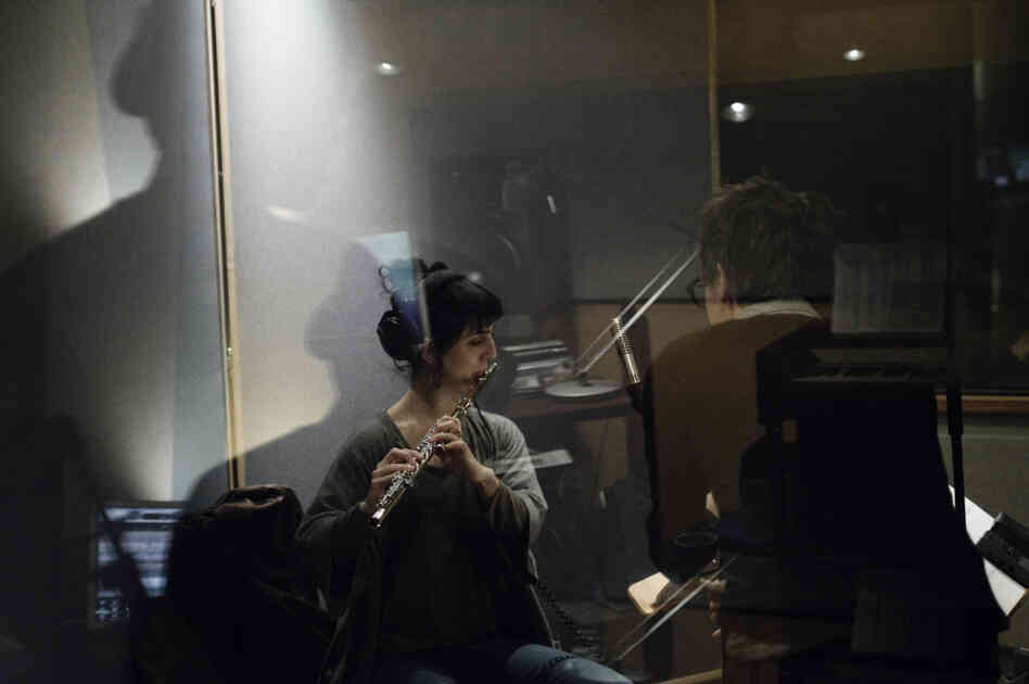 Son Lux (Ryan Lott) in the studio with Alex Sopp (left) of yMusic. Son Lux (Ryan Lott) in the studio with Alex Sopp (left) of yMusic.
