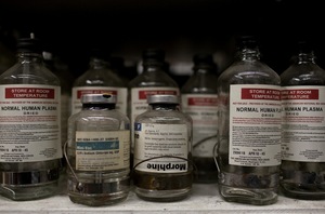 Glass medicine bottles are among the props available for rent at History for Hire. The bottles are original, but the lids, labels and stoppers are reproductions. They've been used in movies such as Flags of our Fathers and an upcoming HBO special on Ernest Hemingway.