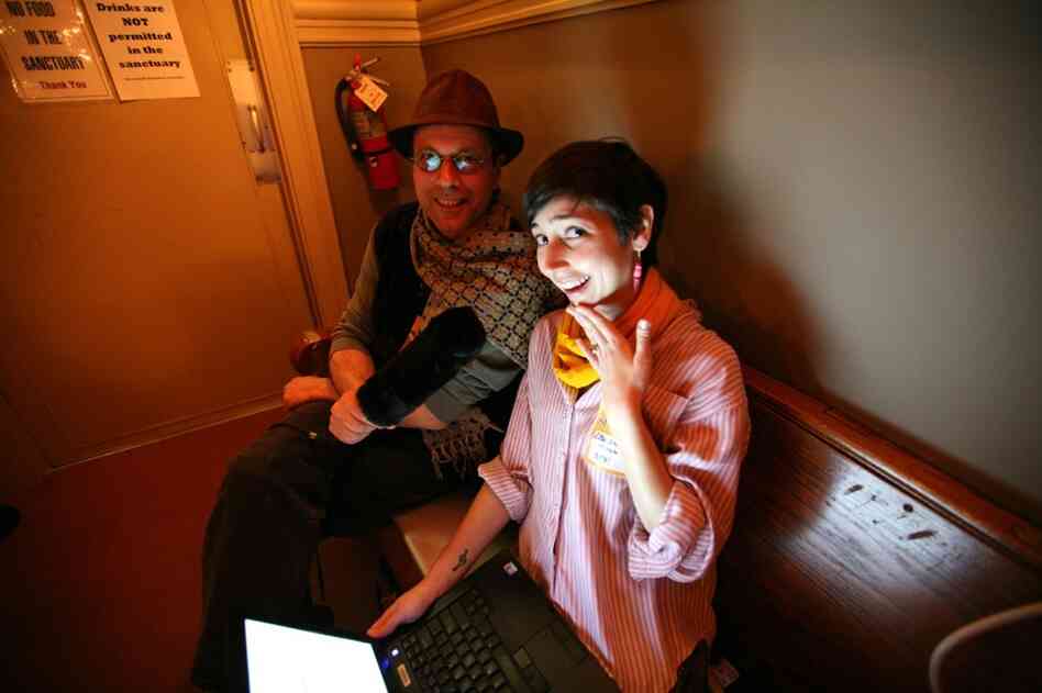 All Songs Considered host Bob Boilen with intern Beca Grimm.