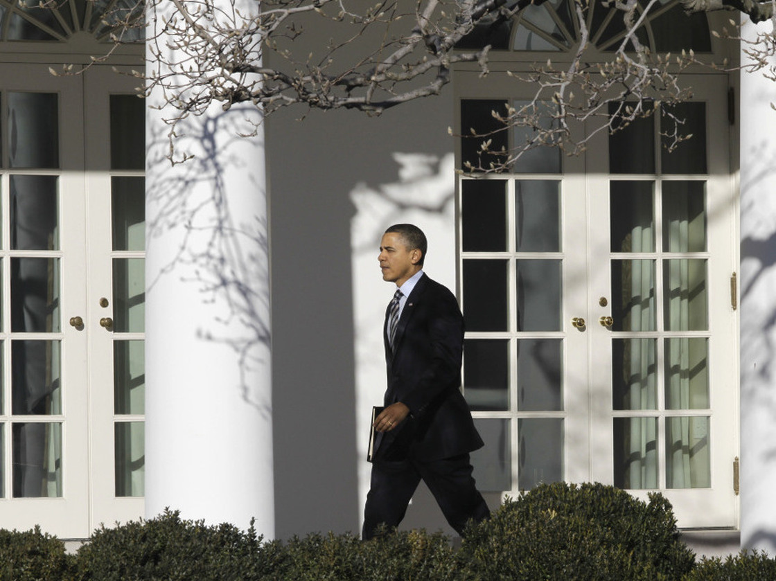 President Obama outside the White House West Wing, Feb. 10, 2011.