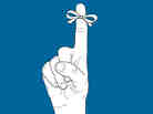 Illustration of finger with bow tied around it.