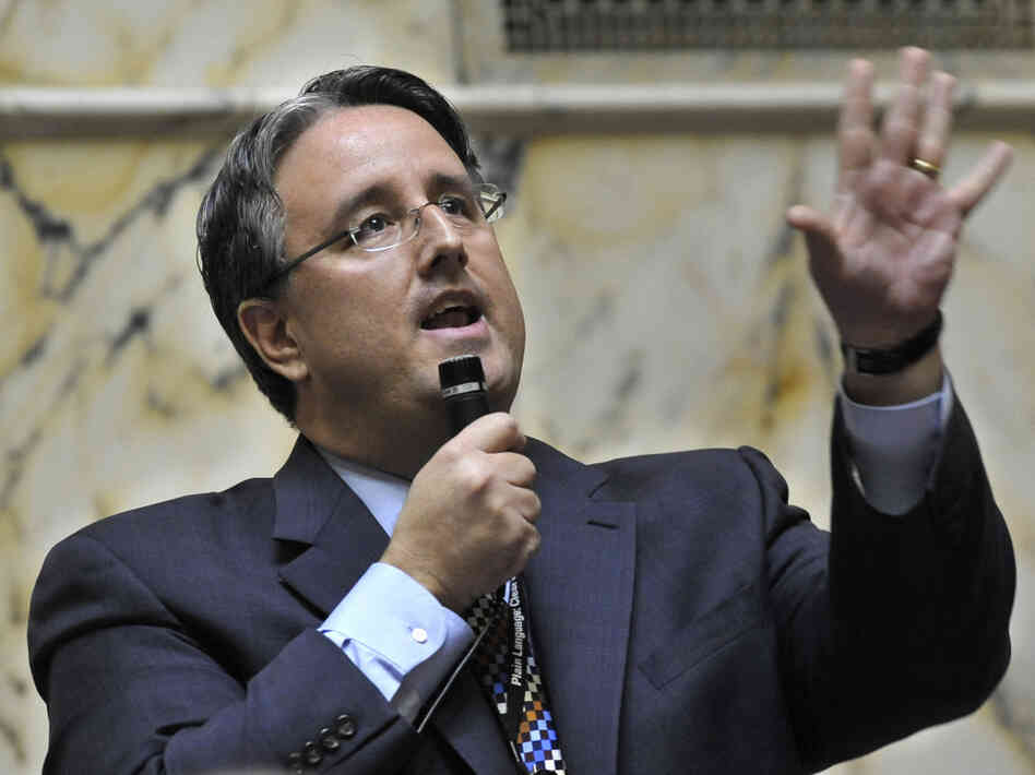 Richard Madaleno, the only openly gay member of the Maryland state Senate, speaks out in support of  a gay-marriage bill in Annapolis on  Thursday. The bill passed later in the day and now heads to the House  of Delegates.