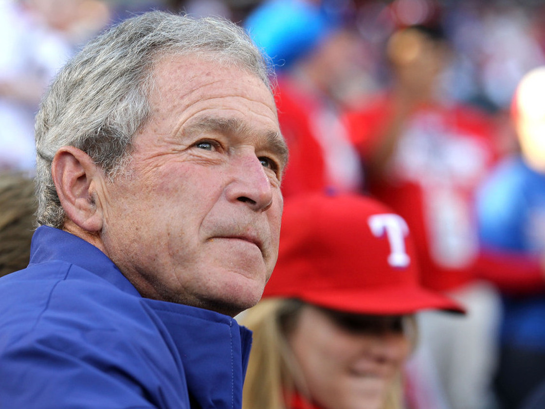 Former President George W. Bush, Oct. 30, 2010, at a baseball game in Arlington, Texas.