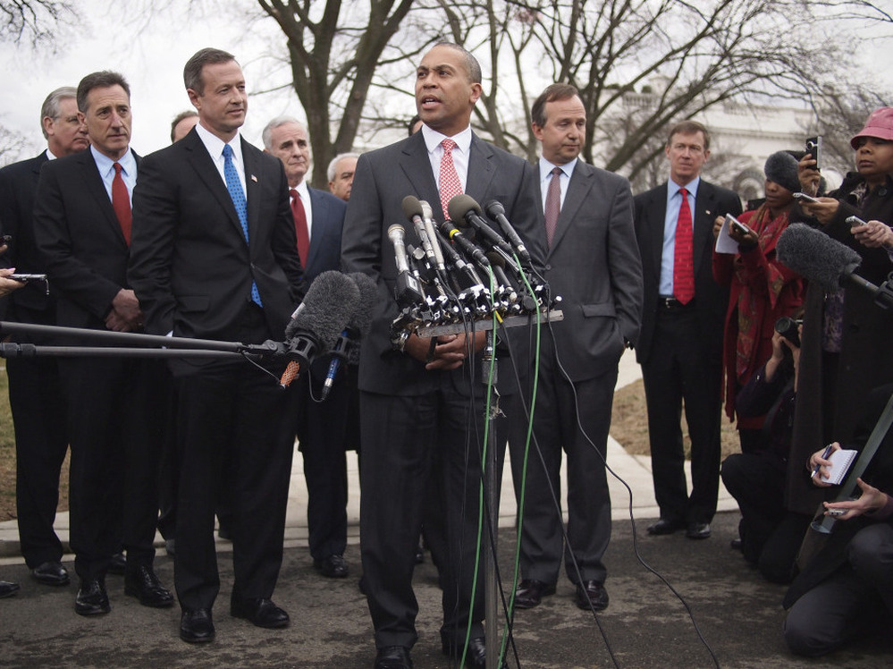 Massachusetts Gov. Deval Patrick with other Democratic governors outside the White House.