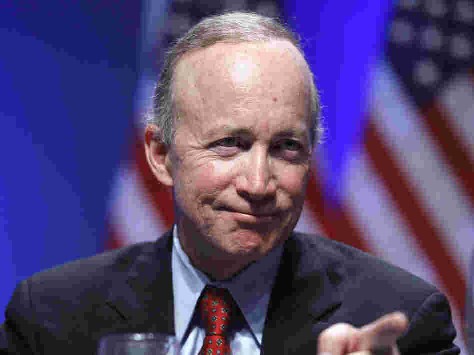 Indiana Gov Mitch Daniels speaks in Washington on Feb. 11.