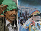 A Gadhafi supporter simulates the salute portrayed in a photograph of Libyan Leader Moammar Gadhafi, as he and others stage a small rally on the stage of the Roman amphitheatre at the Sabratha archaeological site. A Gadhafi supporter simulates the salute portrayed in a photograph of Libyan Leader Moammar Gadhafi, as he and others stage a small rally on the stage of the Roman amphitheatre at the Sabratha archaeological site.