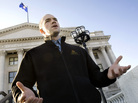Tim DeChristopher speaks at the Utah State Capitol in Salt Lake City on Wednesday, Feb. 4, 2009. Tim DeChristopher speaks at the Utah State Capitol in Salt Lake City on Wednesday, Feb. 4, 2009.
