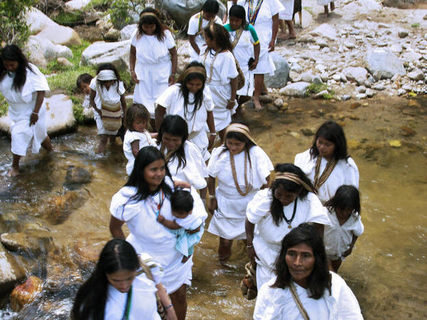 NABUSIMAKE, COLOMBIA: Colombian natives of the Arhuaco ethnic attend a ritual to pay tribute to nature in Nabusimake, department of Cesar, Colombia. The ritual also celebrates the summer solstice.