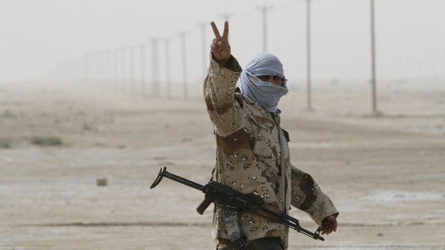 A Libyan rebel in Ajdabiya on Wednesday.