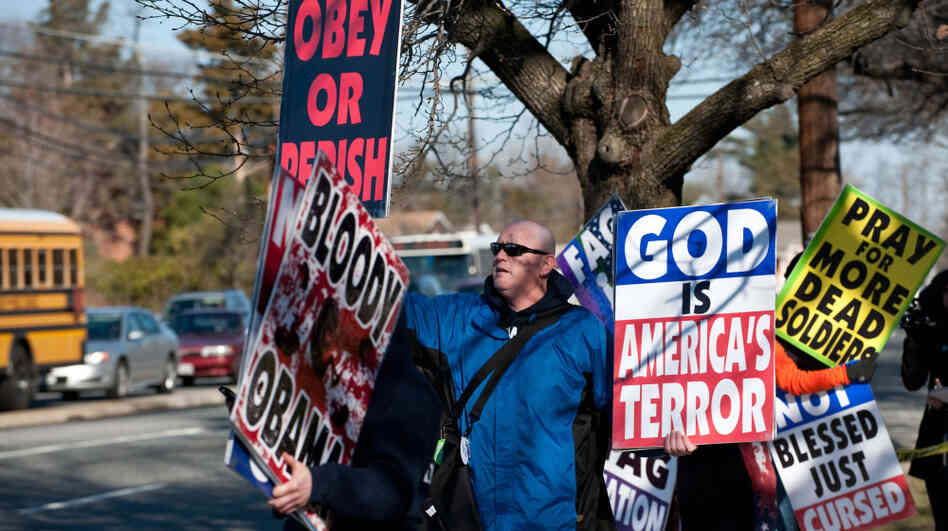 Members of the Westboro Baptist Church of Topeka, Kan., staged a protest across the street from a high school in Hyattsville, Md., a day before the Supreme Court ruling. Members of the Westboro Baptist Church of Topeka, Kan., staged a protest across the street from a high school in Hyattsville, Md., a day before the Supreme Court ruling.
