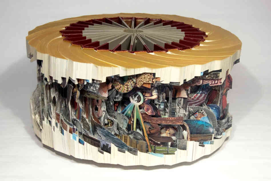 Wagnalls Wheel made from a set of vintage encyclopedias.