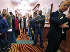 Job seekers line up at a job fair in SeaTac, Wash. The number of people requesting unemployment benefits last week plunged to a nearly three-year low, bolstering hopes that companies will hire more this year. Job seekers line up at a job fair in SeaTac, Wash. The number of people requesting unemployment benefits last week plunged to a nearly three-year low, bolstering hopes that companies will hire more this year.