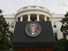 The Presidential podium on the White House lawn. The Obama administration says it will no longer defend the Defense of Marriage Act. The law bars the federal government from recognizing same-sex marriage. The Presidential podium on the White House lawn. The Obama administration says it will no longer defend the Defense of Marriage Act. The law bars the federal government from recognizing same-sex marriage.