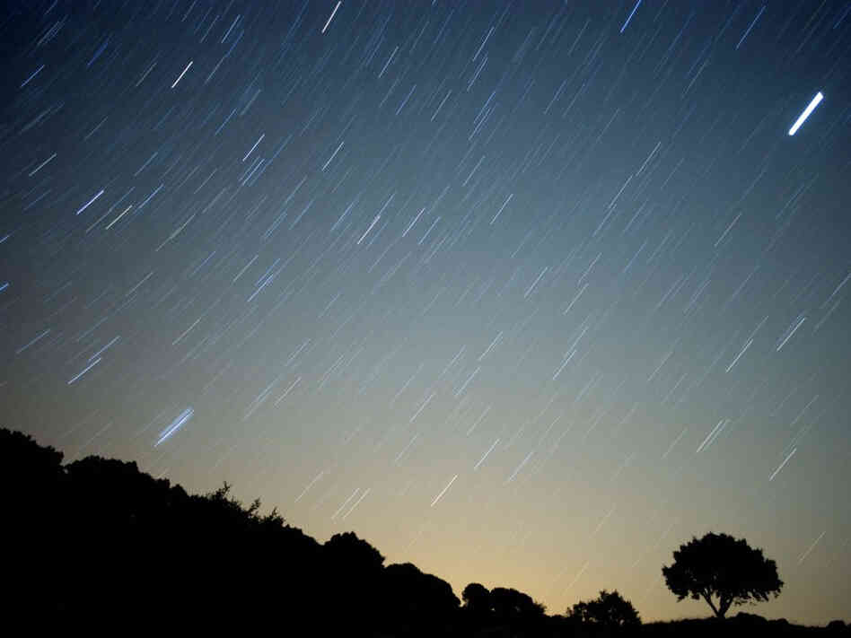 Life up there? Aug. 13, 2010: A meteor streaks across the sky against a field of stars; near Grazalema, southern Spain.