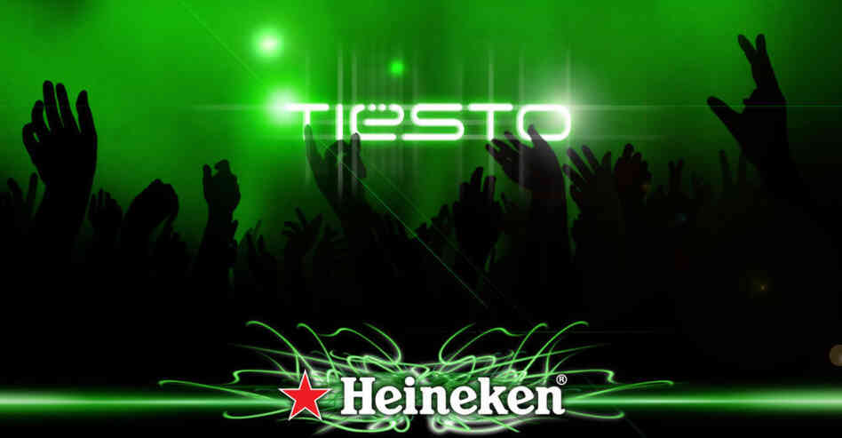 Tiësto has had a formal relationship with Heineken since 2009. The beer company sponsors tours by the DJ, who in turn directs his fans to Heineken via Facebook links. Tiësto has had a formal relationship with Heineken since 2009. The beer company sponsors tours by the DJ, who in turn directs his fans to Heineken via Facebook links.