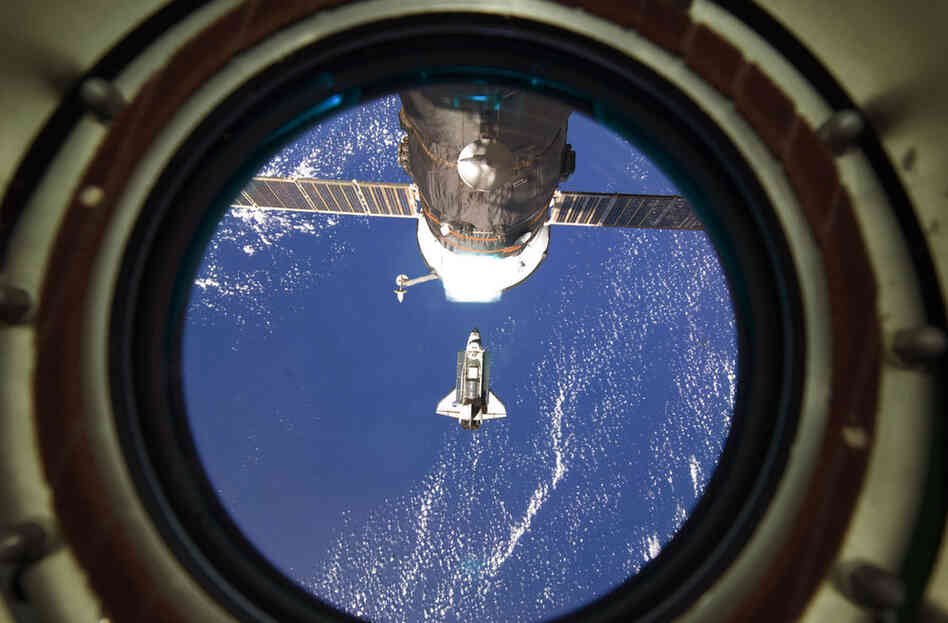 Discovery approaches the International Space Station on Feb. 26.