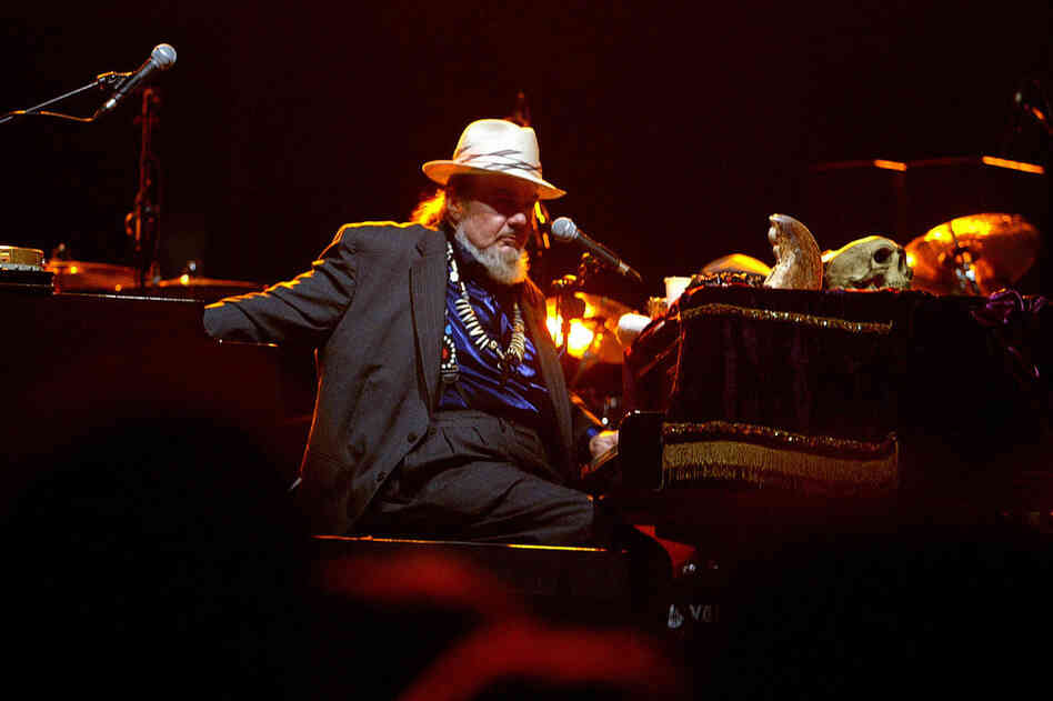 After Hurricane Katrina, Dr. John stepped up his relief effort by hosting fundraising concerts and recording benefit albums. His album City That Care Forgot earned him his fifth Grammy. Here, he performs during a concert in 2004. 
