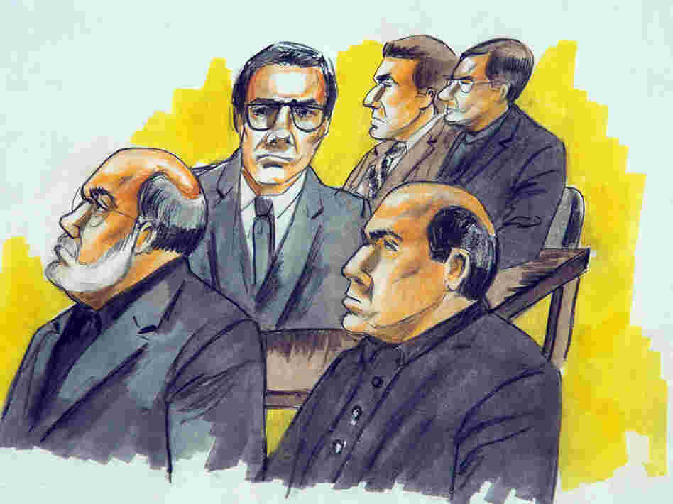 Defendants in the "Operation Family Secrets" trial included Frank Calabrese Sr. (clockwise from left), Joey Lombardo, Anthony Doyle, Paul Shiro and James Marcello. The men are pictured during an Aug. 15, 2007, court hearing in Chicago.