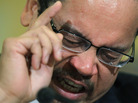 As Rep. Keith Ellison grew more emotional this morning, a tear fell on his glasses. As Rep. Keith Ellison grew more emotional this morning, a tear fell on his glasses.