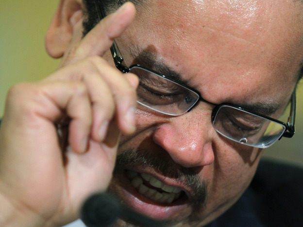 As Rep. Keith Ellison grew more emotional this morning, a tear fell on his glasses.