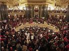 Protestors rally at the state capital building in Madison, Wisconsin on Wednesday. The Wisconsin Senate voted Wednesday to strip public unions of many of their collective bargaining rights. Protestors rally at the state capital building in Madison, Wisconsin on Wednesday. The Wisconsin Senate voted Wednesday to strip public unions of many of their collective bargaining rights.