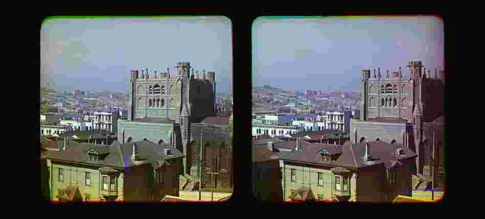 Another view from the top of the Majestic Hotel. According to the Smithsonian Institution, Ives patented the color method used in these images in the early 1890s, and later marketed the process known as the Photochromoscope system.