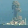 A screen grab taken from news footage by Japanese public broadcaster NHK shows the moment of a hydrogen explosion at the Fukushima Daiichi nuclear power station's No. 3 reactor Monday.