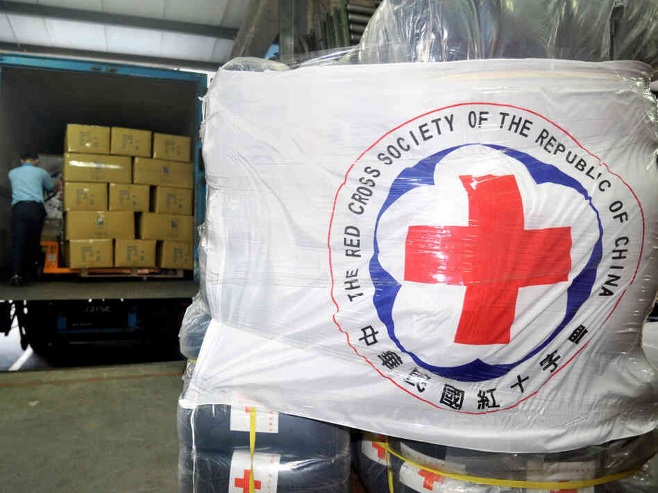 In New Taipei City, Taiwan, relief goods were ready Sunday to be shipped to Japan.