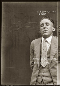 Mug shot of Thomas Bede, Nov. 22, 1928, Central Police Station, Sydney. (On the image is says, "This man refused to open his eyes.") Mug shot of Thomas Bede, Nov. 22, 1928, Central Police Station, Sydney. (On the image is says, "This man refused to open his eyes.")
