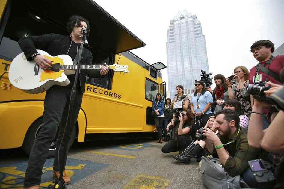 Jack White brought the Third Man Records Rolling Record Store on its maiden voyage to Austin. To celebrate the event, he performed one song by Texas native Buddy Holly and one by his old band, The White Stripes. 