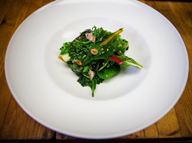 Wilted  Hardy Greens with Garlic