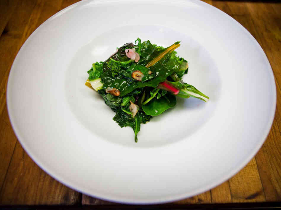 Wilted  Hardy Greens with Garlic