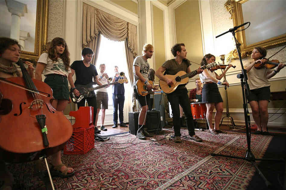The twelve piece band Typhoon recording a special Tiny Desk Concert from Austin. 