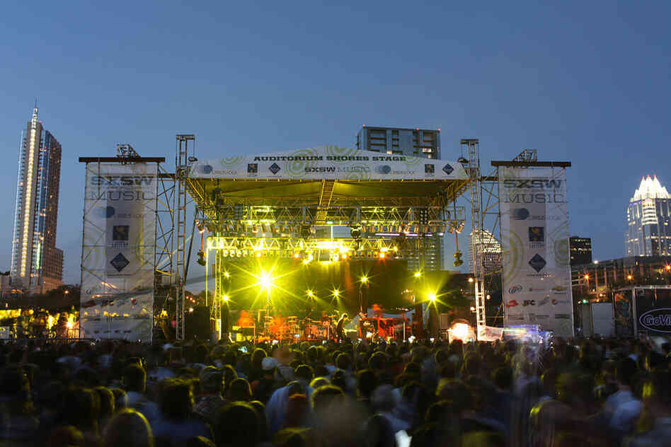 Bright Eyes' bright lights during his Auditorium Shores show. 