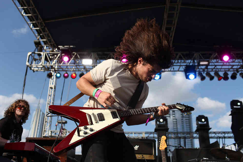 A Gibson Flying V sighting during the Middle Brother set at Auditorium Shores. 