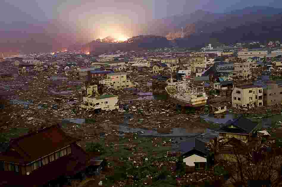 Destruction reigns in the city of Kessennuma, Miyagi prefecture on March 20. 