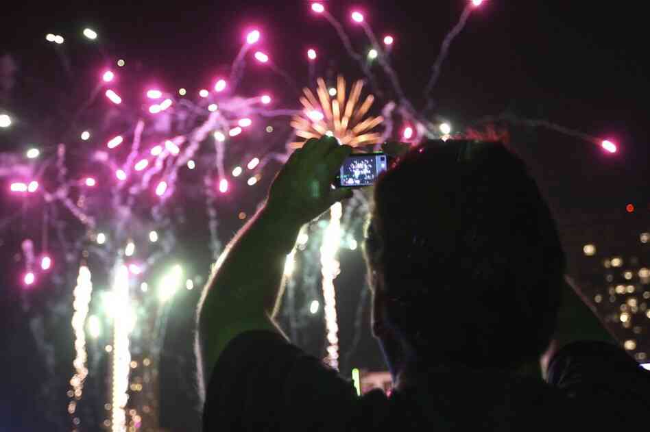 A moment to remember at the end of Bright Eyes' concert at Auditorium Shores. 