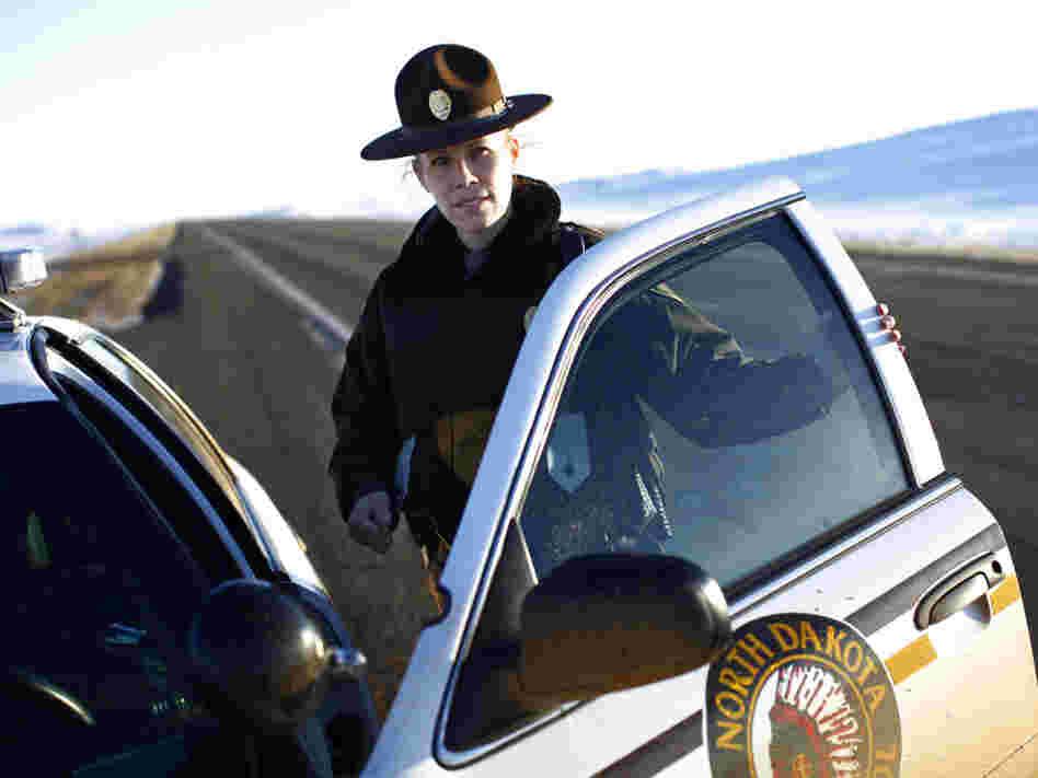 Megan Christopher, a North Dakota state trooper, was one of the first officers on the scene and was part of the chase that led to the arrest of Brock Savelkoul. Megan Christopher, a North Dakota state trooper, was one of the first officers on the scene and was part of the chase that led to the arrest of Brock Savelkoul.