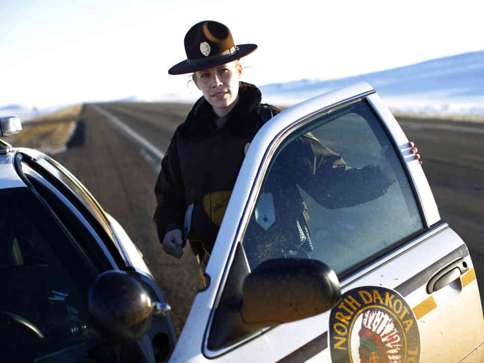 Megan Christopher, a North Dakota state trooper, was one of the first officers on the scene and was part of the chase that led to the arrest of Brock Savelkoul. Megan Christopher, a North Dakota state trooper, was one of the first officers on the scene and was part of the chase that led to the arrest of Brock Savelkoul.