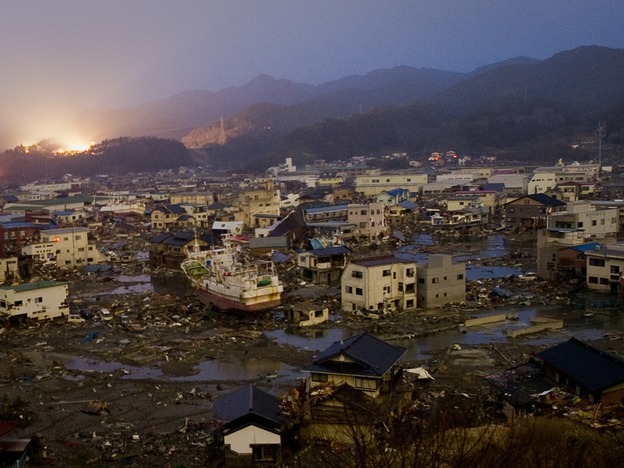 Tsunami damage in Kessennuma, Miyagi prefecture on March 20, 2011.