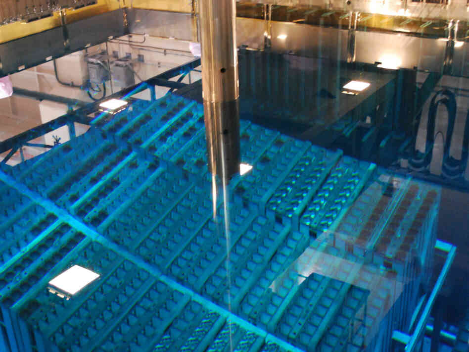 Spent nuclear fuel rods are stored in pools of water at Japan's Fukushima Dai-ichi nuclear power plant. The water keeps the rods cool while protecting the environment from their radiation.