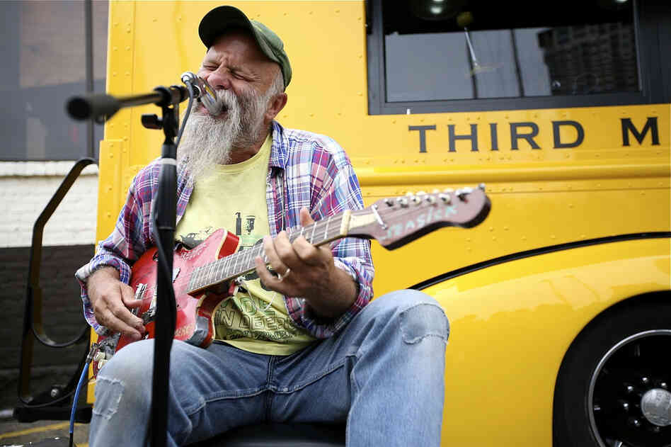 Seasick Steve performs as part of Third Man Records Rolling Record Store's public debut at SXSW 2011 in Austin, Texas.
