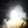 The destroyer USS Stout launches a Tomahawk missile towards Libya, March 19, 2011. The destroyer USS Stout launches a Tomahawk missile towards Libya, March 19, 2011.