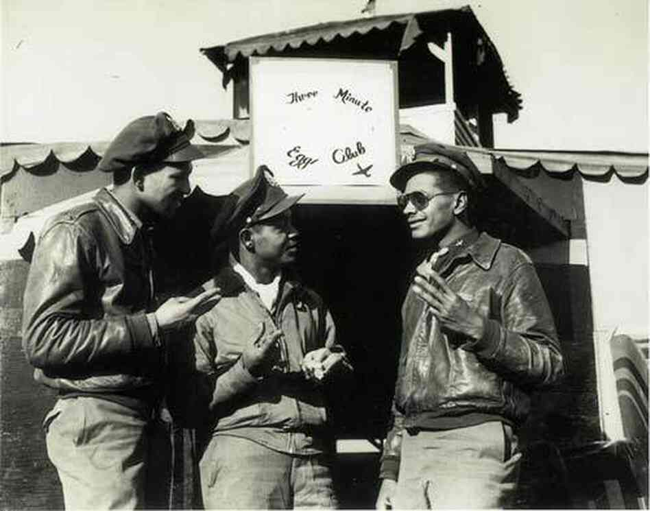 During World War II, long and dangerous missions often meant that fighters returned to their bases with only enough fuel in their airplanes to fly for three minutes. Pilots of the 15th Army Air Force Squadron formed "The Three Minute Egg Club." Membership was limited to pilots who landed within these narrow margins. Circa 1944. During World War II, long and dangerous missions often meant that fighters returned to their bases with only enough fuel in their airplanes to fly for three minutes. Pilots of the 15th Army Air Force Squadron formed "The Three Minute Egg Club." Membership was limited to pilots who landed within these narrow margins. Circa 1944.