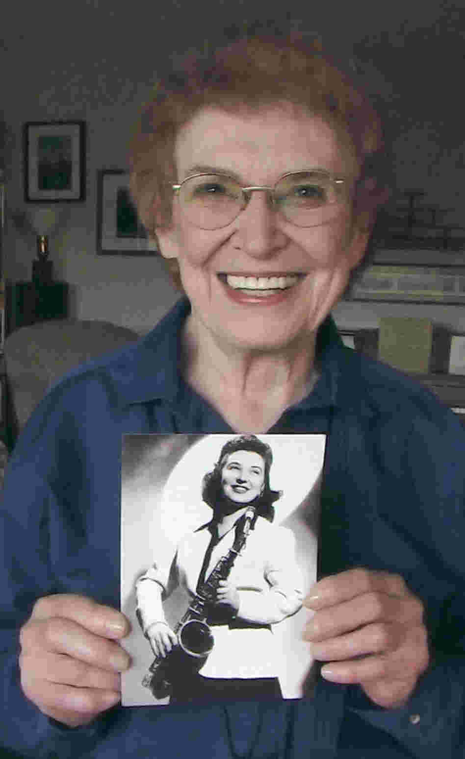 Rosalind Cron poses with a photo from her days with the Sweethearts. Rosalind Cron poses with a photo from her days with the Sweethearts.