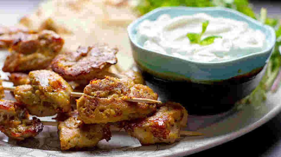 Saffron-Marinated Chicken Skewers