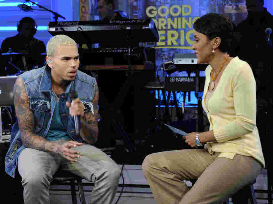 First Chris Brown was interviewed by co-host Robin Roberts on "Good Morning America," then he performed, and then he threw a fit.