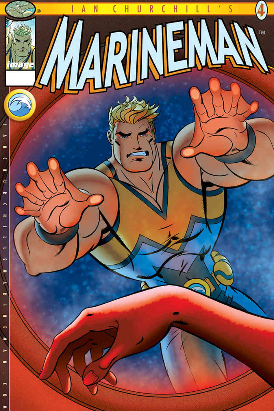 On the cover of Marineman #4 (in comics shops today) our unshellfish hero faces a difficult choice. On the cover of Marineman #4 (in comics shops today) our unshellfish hero faces a difficult choice.