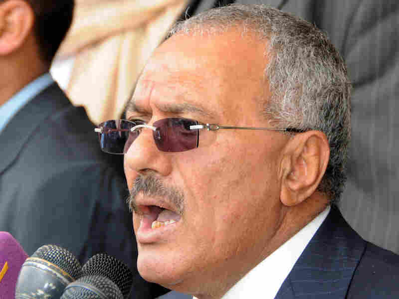 Facing growing calls for his resignation, Yemeni President Ali Abdullah Saleh delivers a speech to his supporters in Sanaa, March 25. Facing growing calls for his resignation, Yemeni President Ali Abdullah Saleh delivers a speech to his supporters in Sanaa, March 25.