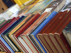Row of old books in flea market Row of old books in flea market